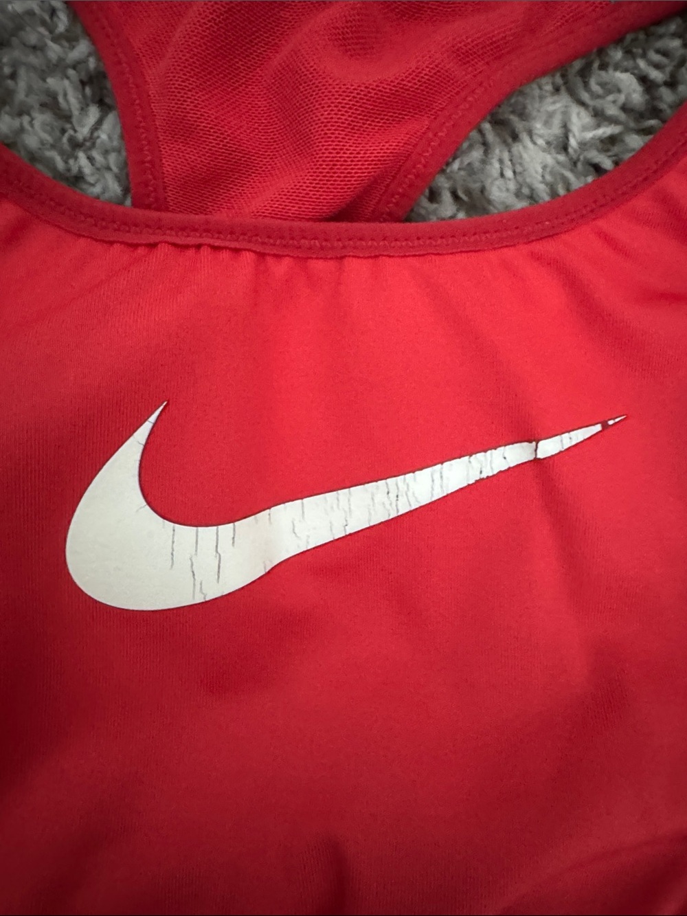 Nike Red Racerback Sports Bra with White Swoosh Logo - Picture 4 of 5